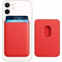 PU Leather Magnetic Card Wallet Pouch Holder for iPhone 12 / 12 Pro / 12 Mini /12 Pro Max (Red)